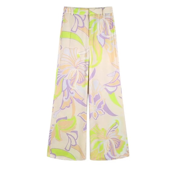 ZARA PRINTED PALAZZO TROUSERS HIGH WAIST XXL - Picture 2 of 11